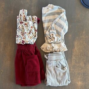 wonder nation Burgundy Floral Ruffle Top and Pinafore Set